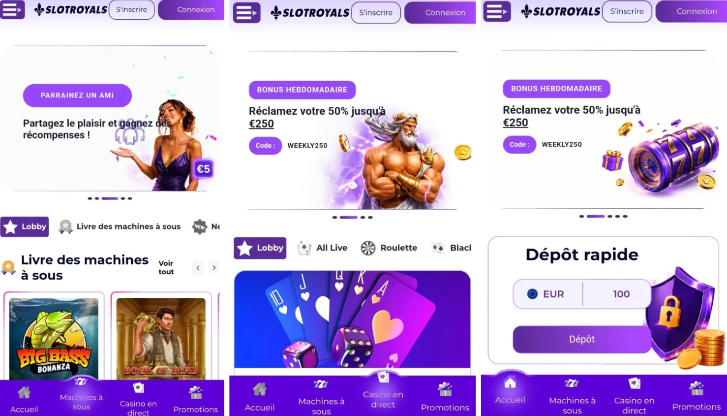 slotsroyal casino interface mobile